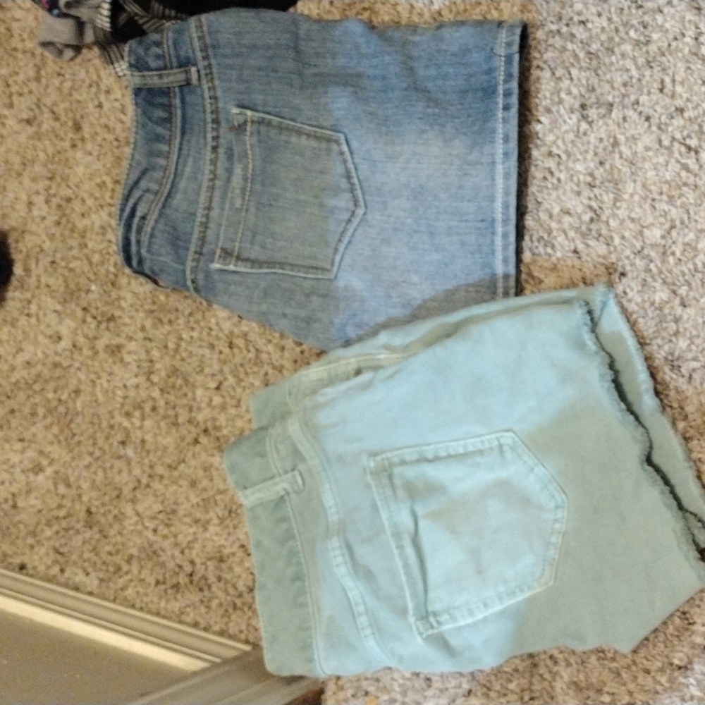 Teal Maurices and Denim Cato shorts